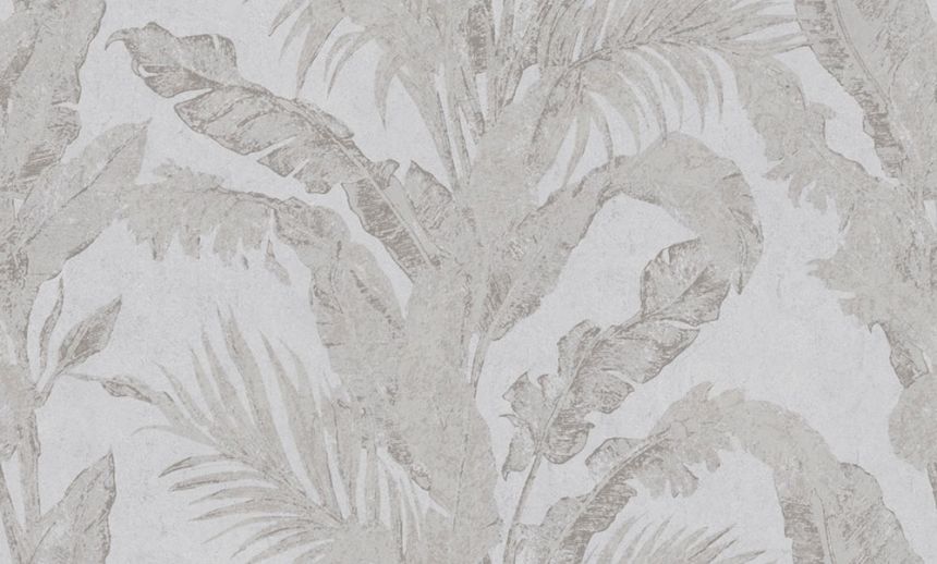 Luxury wallpaper, grey, silver, leaves, plaster effect, 6608, Metamorphosis, Parato by Cristiana Masi