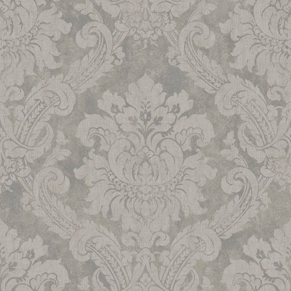 Wallpaper, grey, white, damask pattern, AU41004, Aurelia, Prestige Wallcoverings
