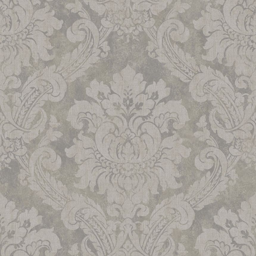 Wallpaper, grey, white, damask pattern, AU41004, Aurelia, Prestige Wallcoverings