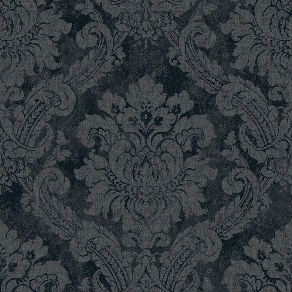 Wallpaper, blue, grey, damask pattern, AU41006, Aurelia, Prestige Wallcoverings