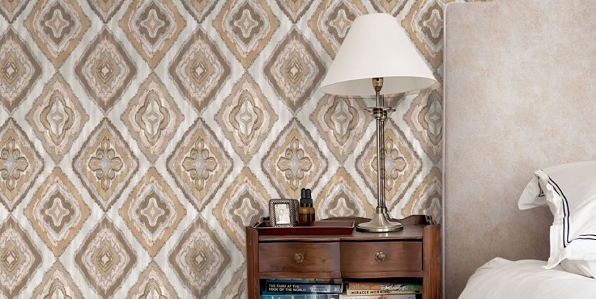 Wallpaper, pink, grey, fabric imitation, AU41403, Aurelia, Prestige Wallcoverings