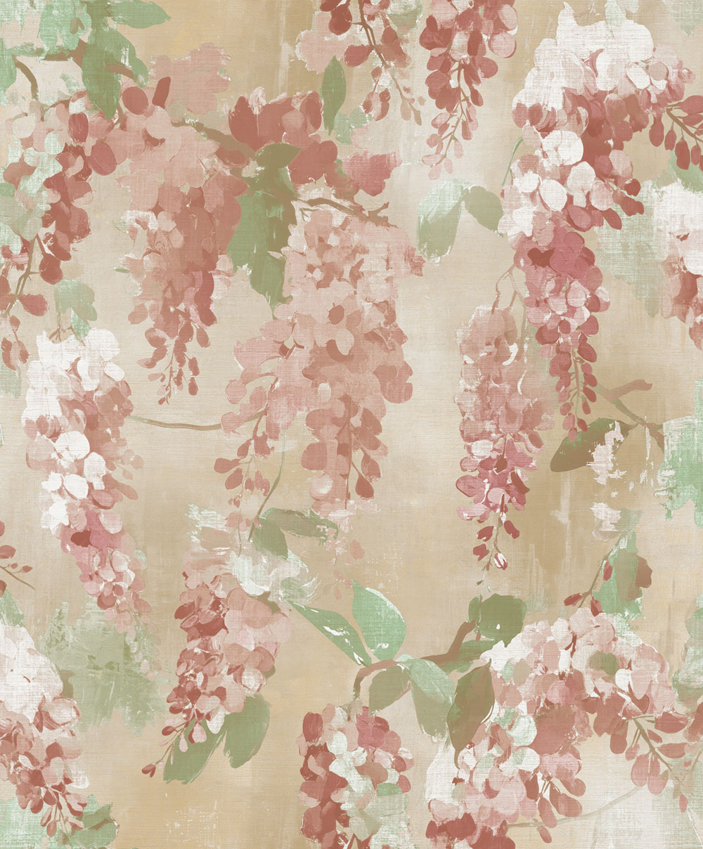 Wallpaper, pink, beige, flowers, branches, AU41602, Aurelia, Prestige Wallcoverings