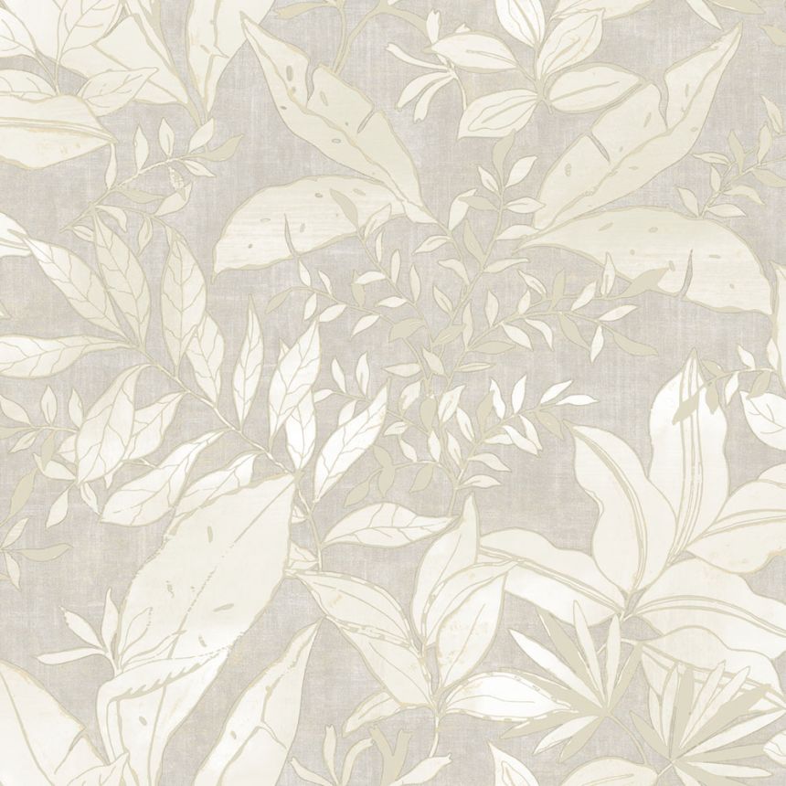 Wallpaper, beige, grey, leaves and branches, AU41701, Aurelia, Prestige Wallcoverings