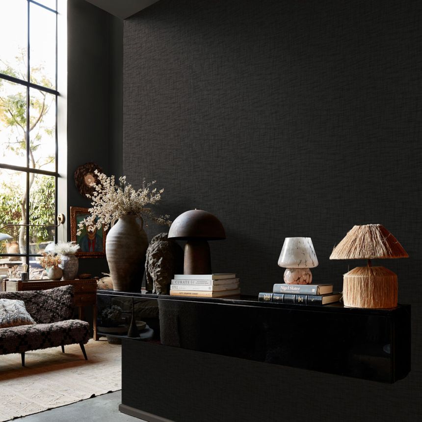 Wallpaper, grey-black, fabric imitation, 140080, Abigail Ahern vol.1