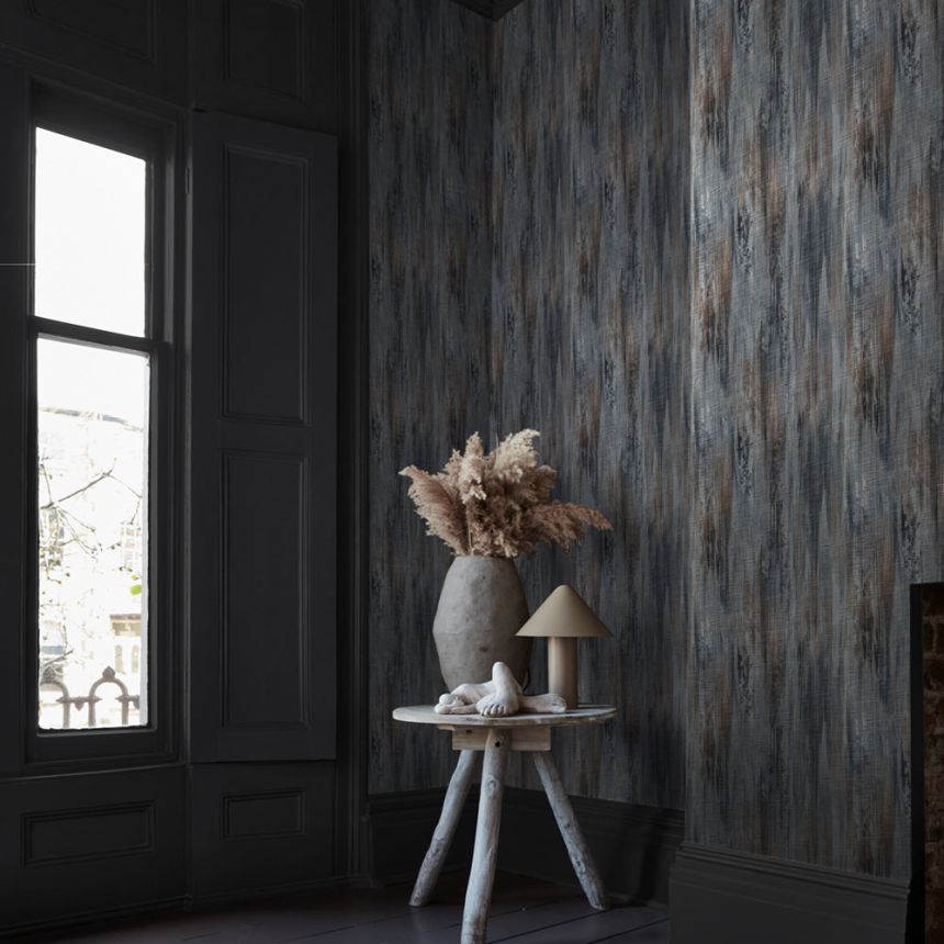 Luxury wallpaper, blue, silver, old wood imitation, 140105, Abigail Ahern vol.1