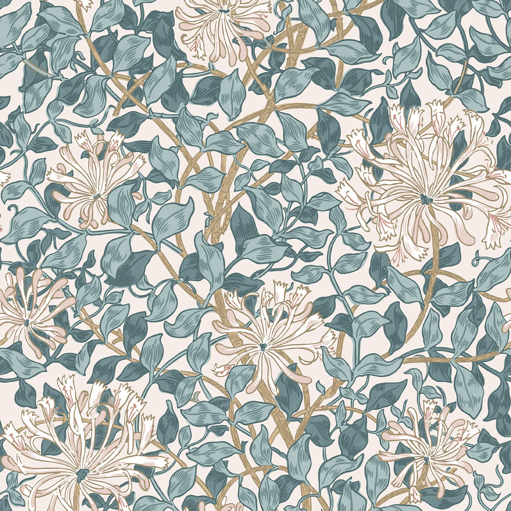 Wallpaper, Pink, Green, Flowers, Leaves, 140483, William Morris at Home vol. 2