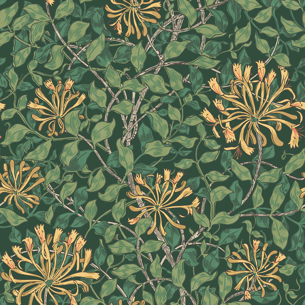 Wallpaper, Green, Yellow, Flowers, Leaves, 140487, William Morris at Home vol. 2