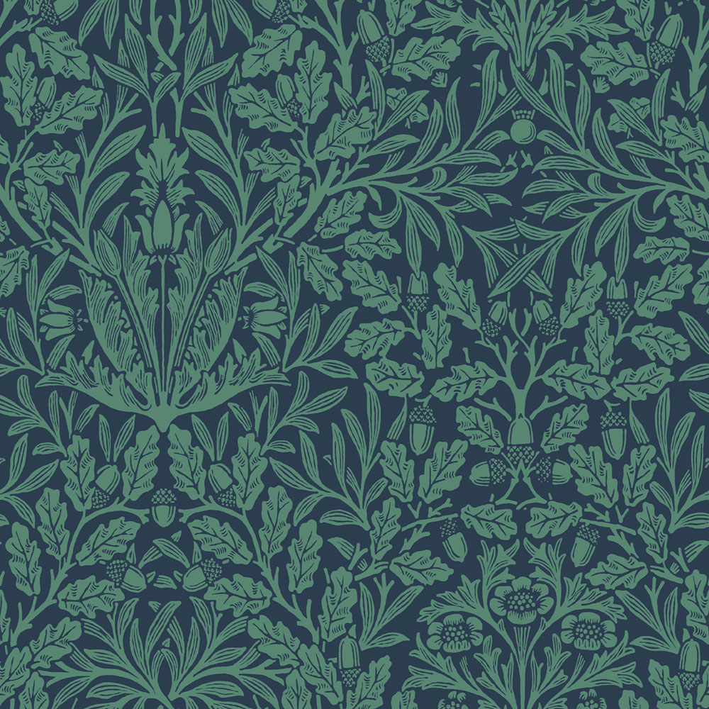 Wallpaper, Blue, Flowers, Leaves, 140489, William Morris at Home vol. 2