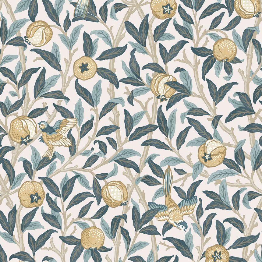 Wallpaper, Beige, Green, Twigs, Birds, 140501, William Morris at Home vol. 2