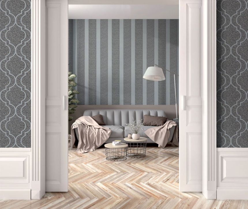 Non-woven striped wallpaper, imitation terrazzo, granite  Z21136, Metropolis, Zambaiti Parati