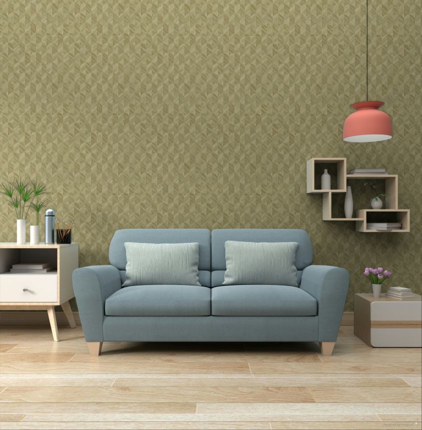 Wallpaper, moss green, graphic pattern, SF3205, Surfaces, Grandeco