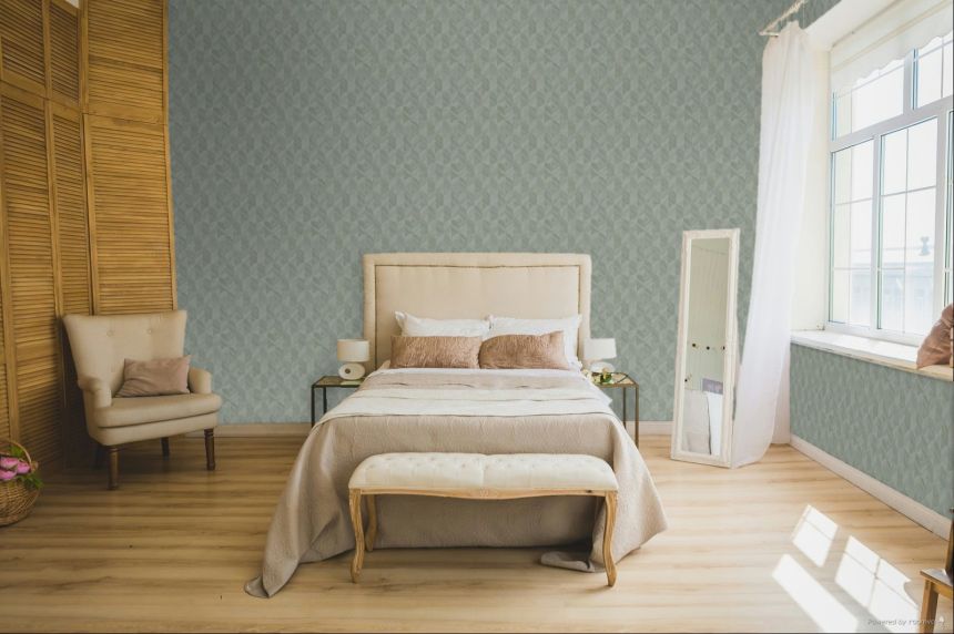 Wallpaper, turquoise, graphic pattern, SF3212, Surfaces, Grandeco