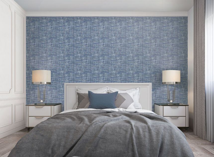 Blue non-woven wallpaper, rough fabric imitation FT221251, Fabric Touch, Design ID