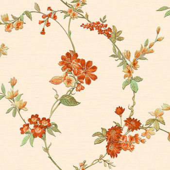 Luxury beige non-woven floral wallpaper FT221211, Fabric Touch, Design ID