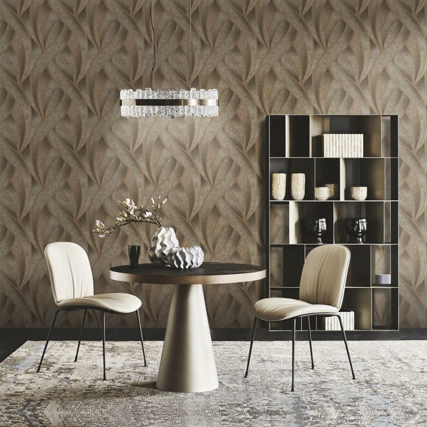 Gray-beige geometric design wallpaper, fabric texture 45242, Feeling, Emiliana