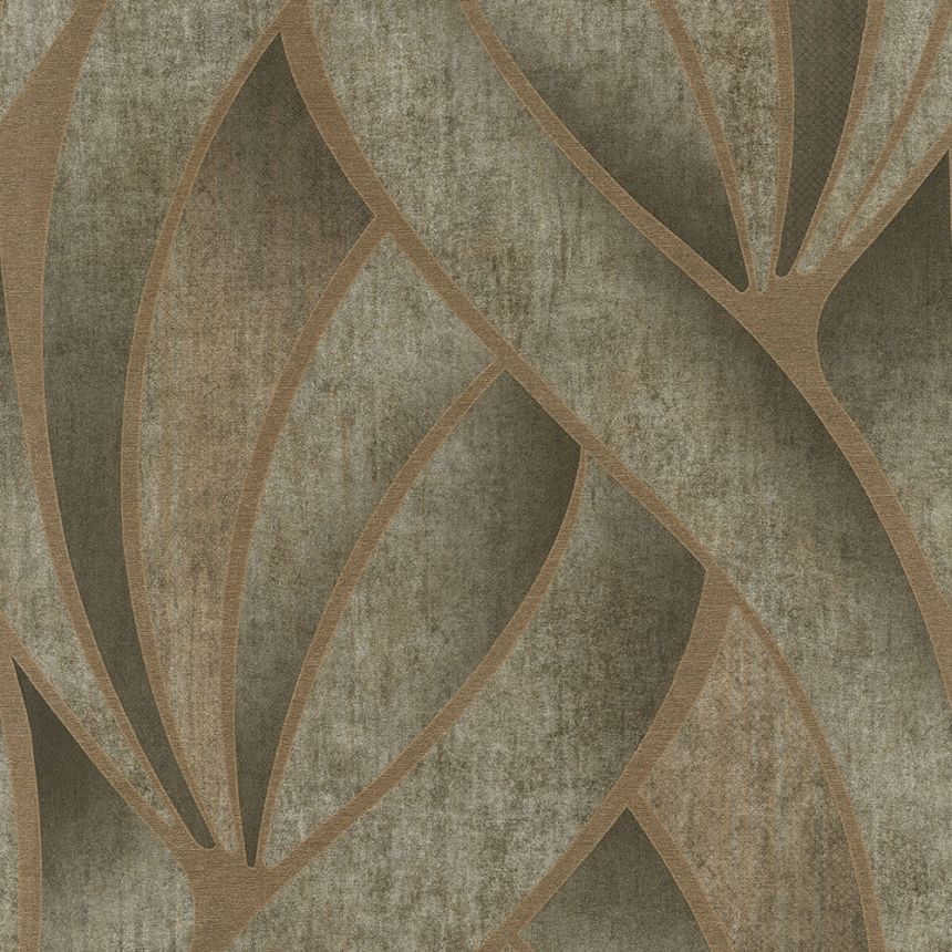 Brown geometric design wallpaper, fabric texture 45241, Feeling, Emiliana