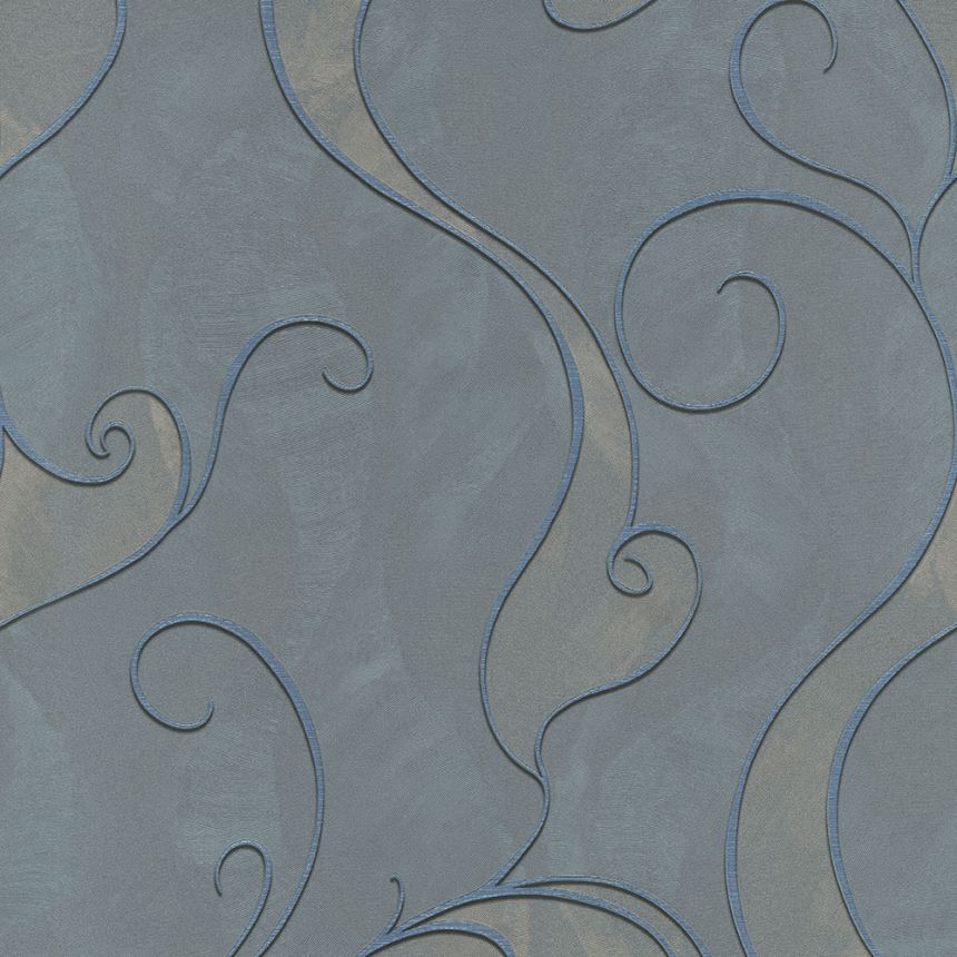Gray-blue non-woven wallpaper with an ornamental pattern 45218, Feeling, Emiliana