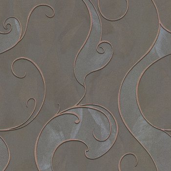 Brown non-woven wallpaper with an ornamental pattern 45214, Feeling, Emiliana