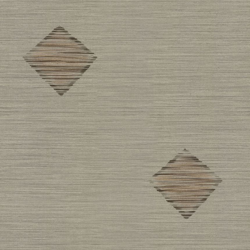 Brown geometric design wallpaper, fabric texture 45211, Feeling, Emiliana