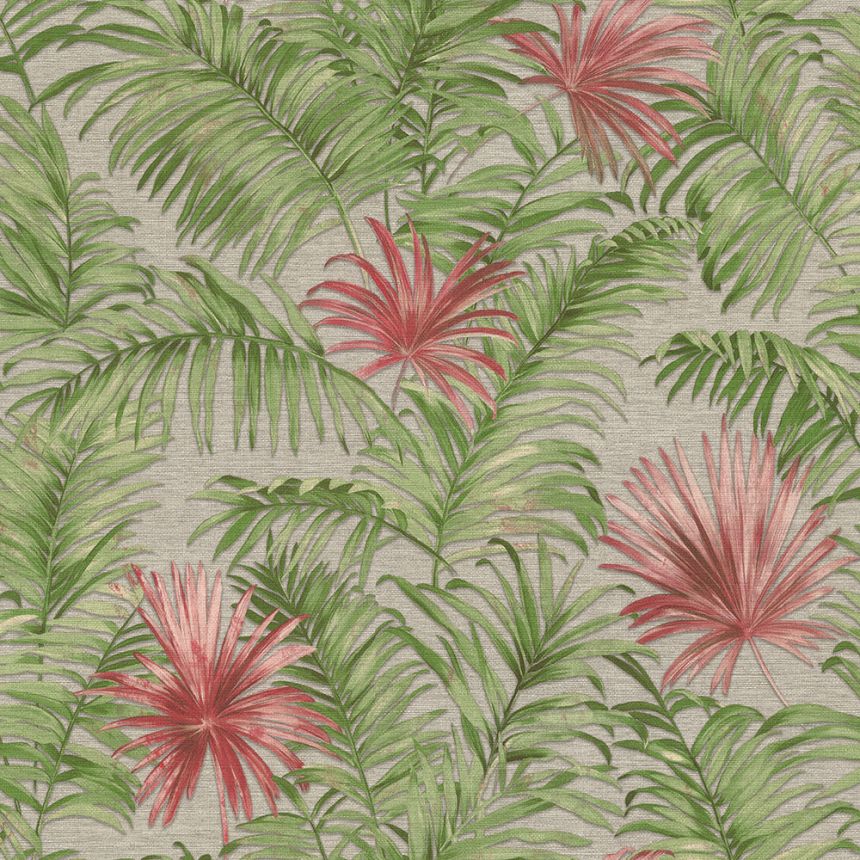 Non-woven palm leaves wallpaper, fabric texture 45203, Feeling, Emiliana