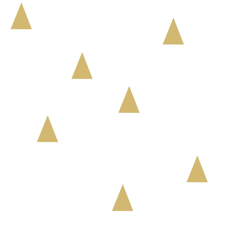 White non-woven wallpaper with golden triangles 138943, Little Bandits, Black & White, Esta