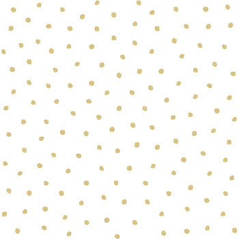 White non-woven wallpaper with gold polka dots 138937, Little Bandits, Black & White, Esta