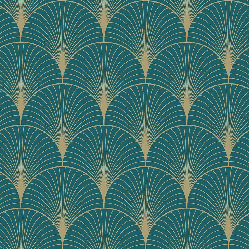 Dark turquoise geometric non-woven wallpaper 139230, Art Deco, Esta