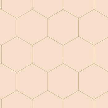 Beige non-woven wallpaper, geometric pattern of hexagons 139226, Art Deco, Esta