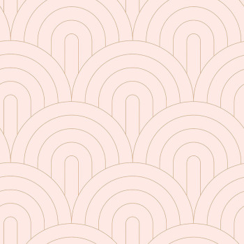 Non-woven wallpaper pink, geometric arched pattern 139217, Art Deco, Esta