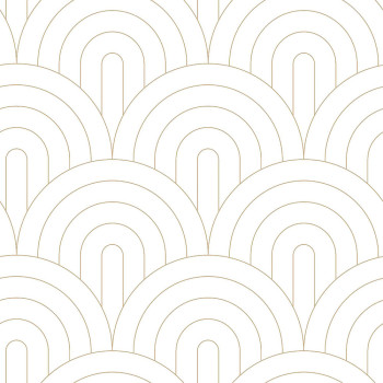 White non-woven wallpaper, geometric golden arch pattern 139215, Art Deco, Esta