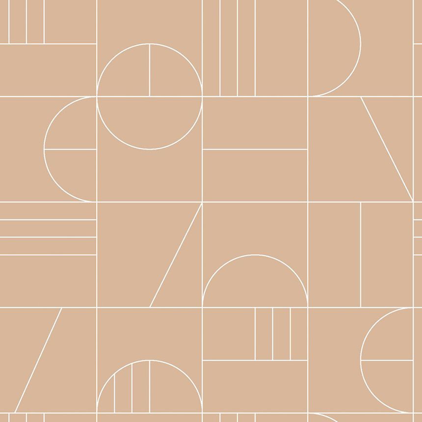Brown geometric pattern wallpaper 139208, Art Deco, Est