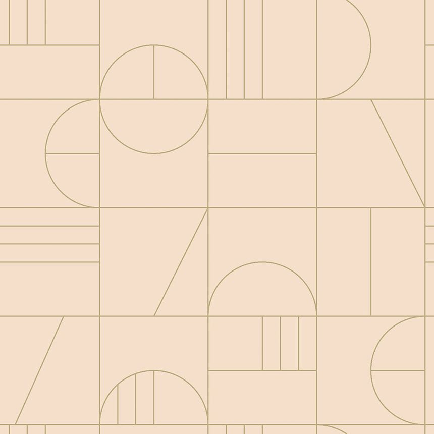 Beige geometric pattern wallpaper 139206, Art Deco, Est
