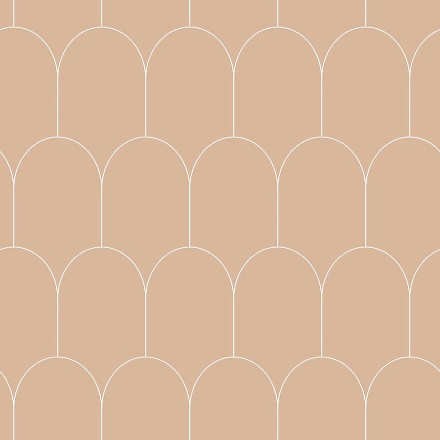 Beige non-woven wallpaper, geometric arched pattern 139203, Art Deco, Esta