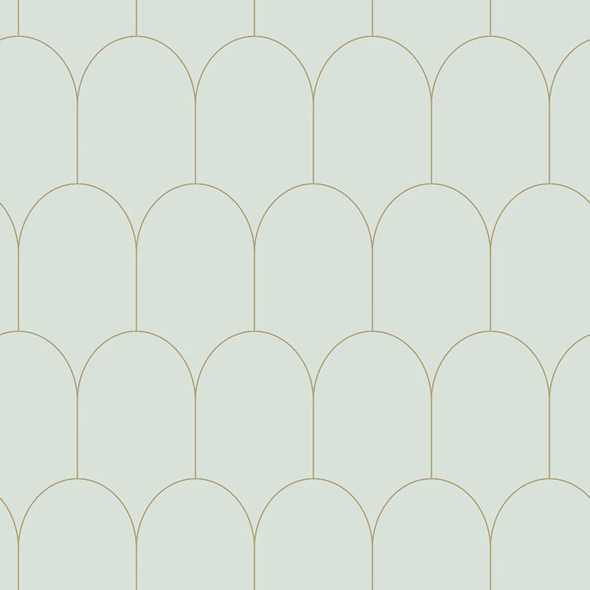 Menthol non-woven wallpaper, geometric arch pattern 139202, Art Deco, Esta