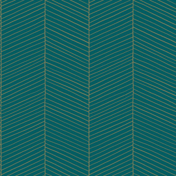 Turquoise non-woven stripes wallpaper 139200, Art Deco, Esta