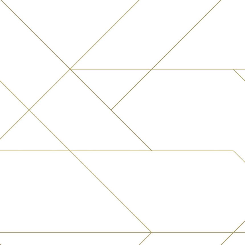 White non-woven wallpaper with gold lines 139143, Art Deco, Esta