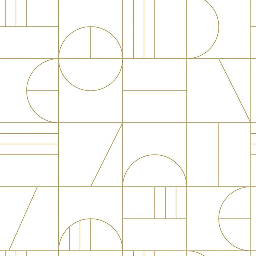 White-gold geometric pattern wallpaper 139141, Art Deco, Esta