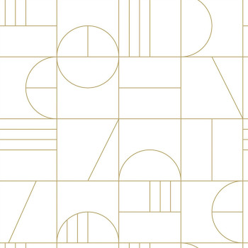 White-gold geometric pattern wallpaper 139141, Art Deco, Esta