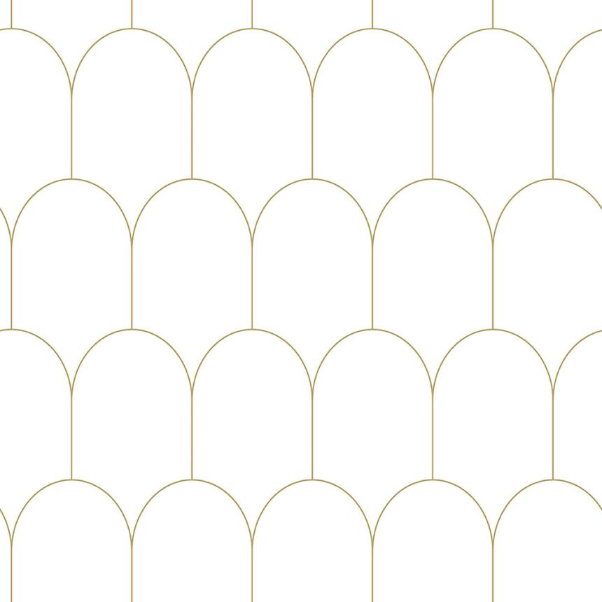 White non-woven wallpaper, geometric arch pattern 139139, Art Deco, Esta