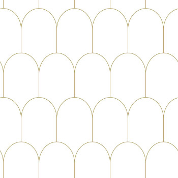 White non-woven wallpaper, geometric arch pattern 139139, Art Deco, Esta