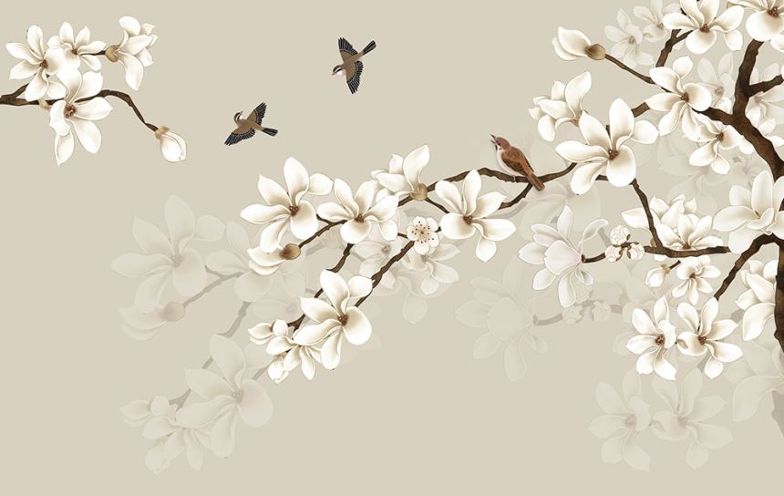 Custom Wall Mural, Trees, Birds, 10184, Vavex