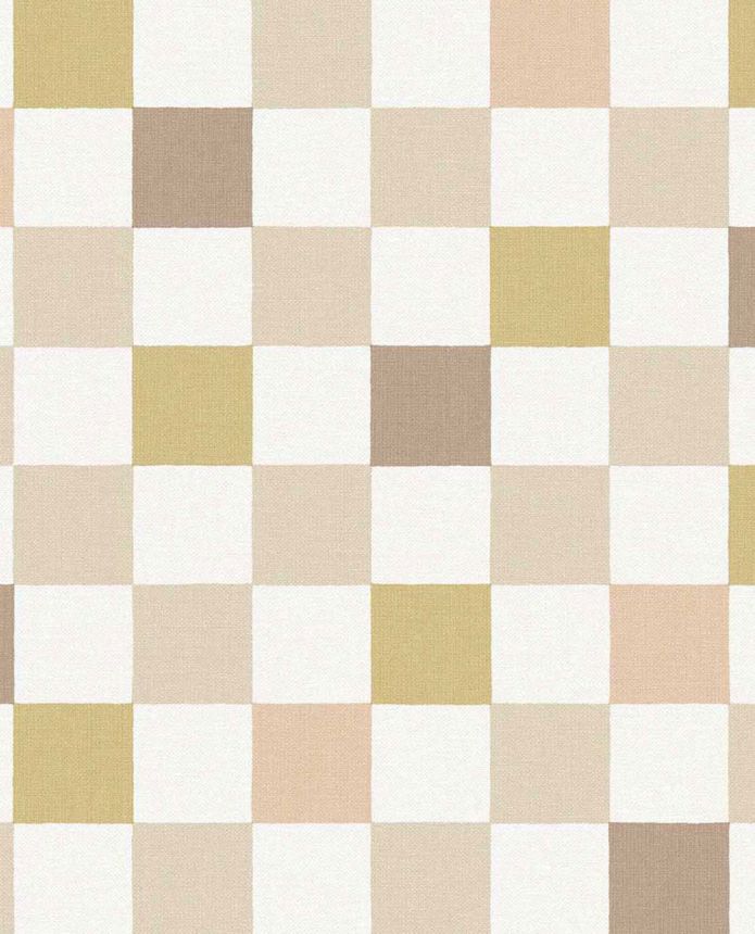 Wallpaper, pink, beige, checked fabric effect, 363145, Tiny Treasures, Eijffinger
