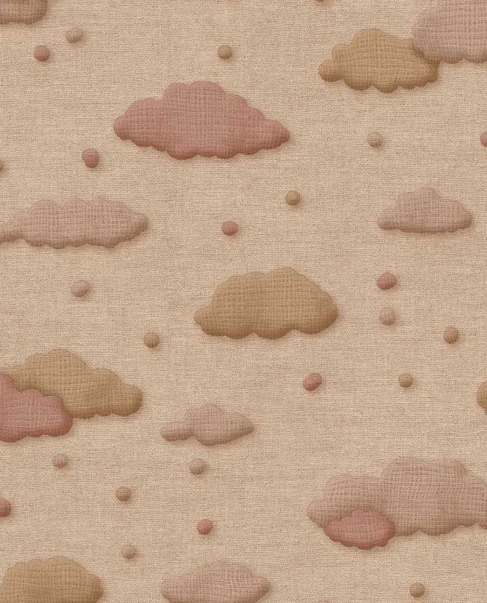Kids' wallpaper, red-brown, clouds, polka dots, 363162, Tiny Treasures, Eijffinger