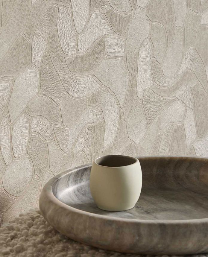 Geometric wallpaper, sand, stone, 363211, Calm Crafted, Eijffinger