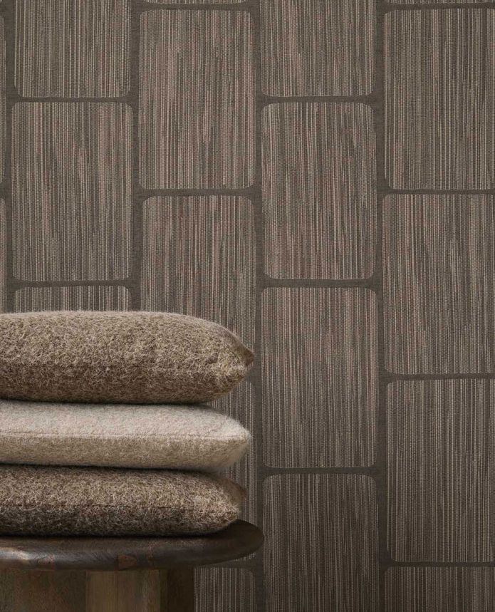 Geometric wallpaper, brown, 363250, Calm Crafted, Eijffinger