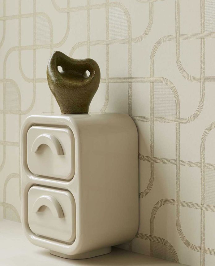 Geometric wallpaper, green, stripes, 363262, Calm Crafted, Eijffinger