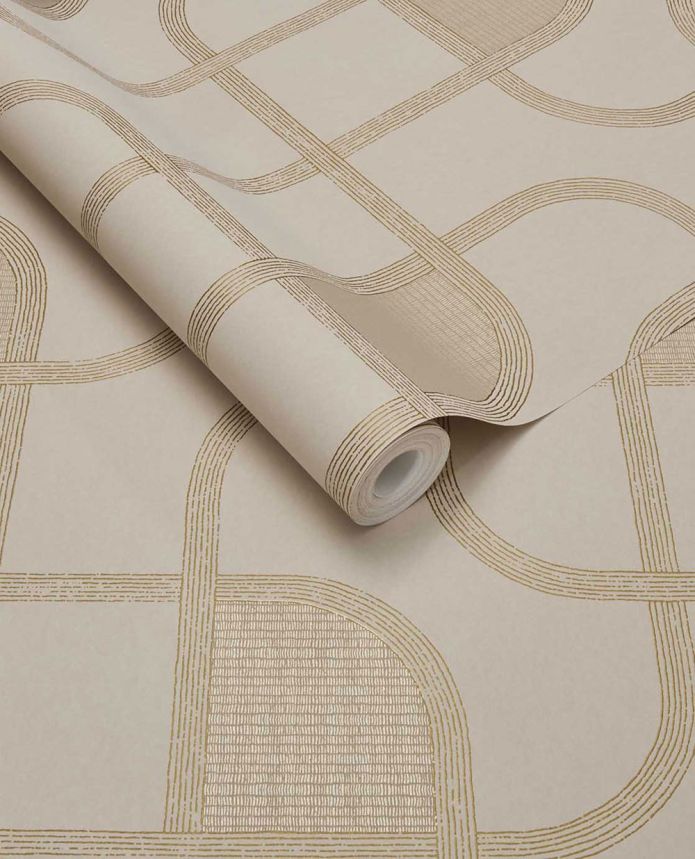 Geometric wallpaper, orange-pink, stripes, 363263, Calm Crafted, Eijffinger