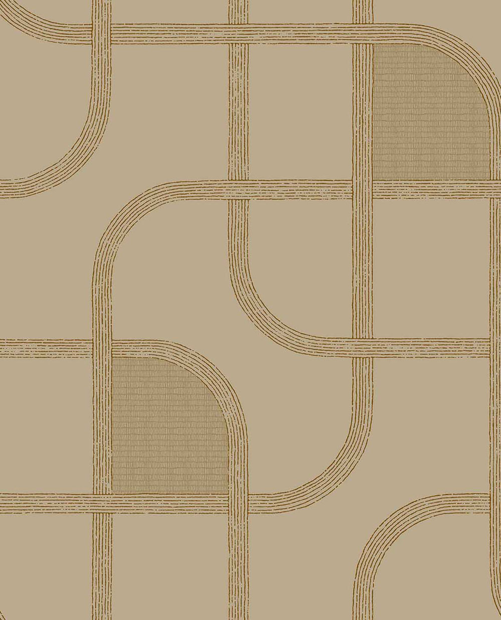 Geometric wallpaper, brown, stripes, 363264, Calm Crafted, Eijffinger
