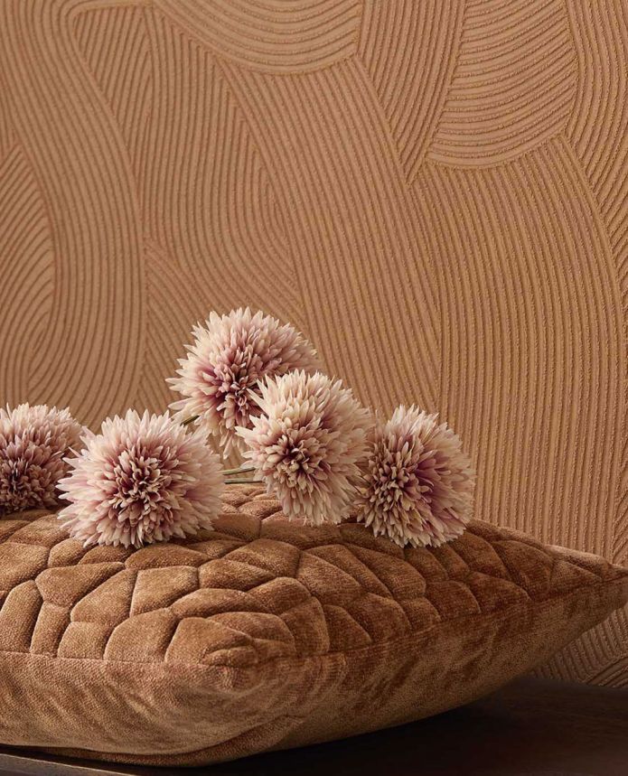 Wallpaper, orange-brown, waves, 363275, Calm Crafted, Eijffinger
