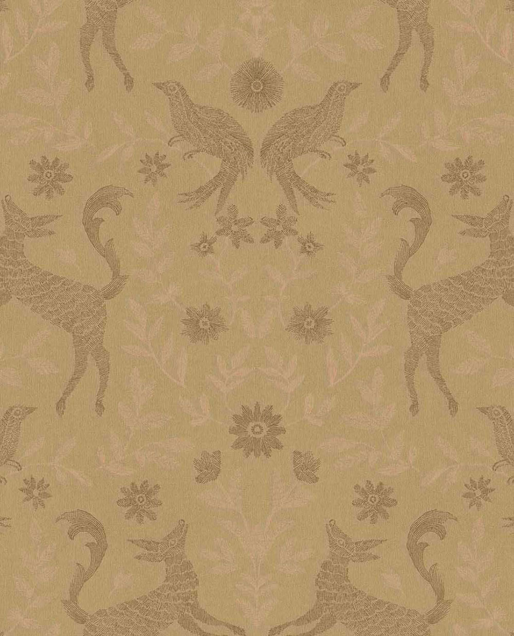 Kids' wallpaper, gold, brown, animals, flowers, 363111, Tiny Treasures, Eijffinger